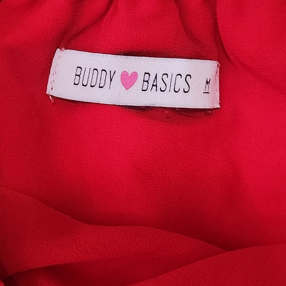 Buddy Basic Red Ruffle Dress - Picture 2 of 7